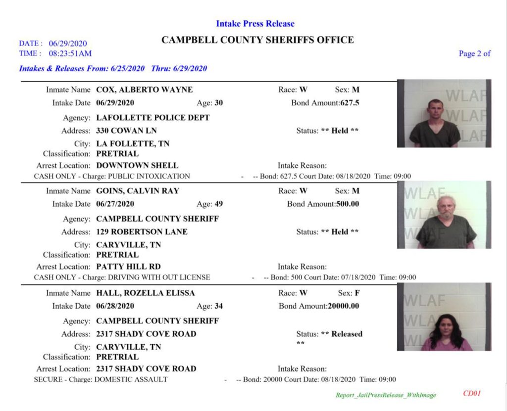 16 Names On This Monday June 29 2020 Arrest Report Wlaf